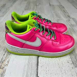 Nike Air Force 1 Low Pink Blast White Volt Youth Sneakers